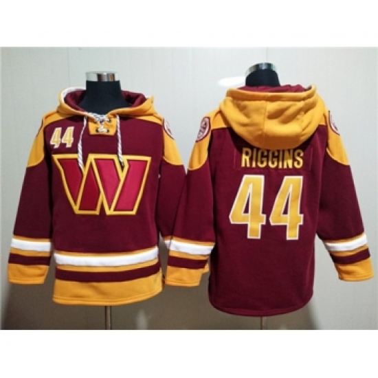 Men's Washington Commanders #44 John Riggins Burgundy Lace-Up Pullover Hoodie - Jersey