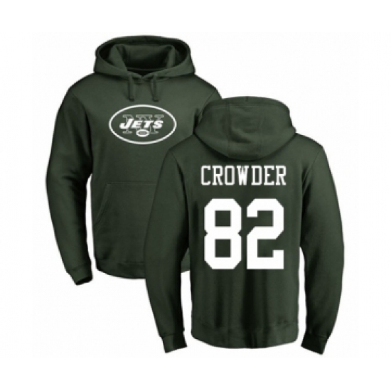 Football New York Jets #82 Jamison Crowder Green Name & Number Logo Pullover Hoodie - Jersey