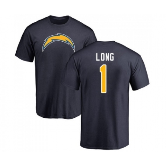 Football Los Angeles Chargers #1 Ty Long Navy Blue Name & Number Logo T-Shirt - Jersey
