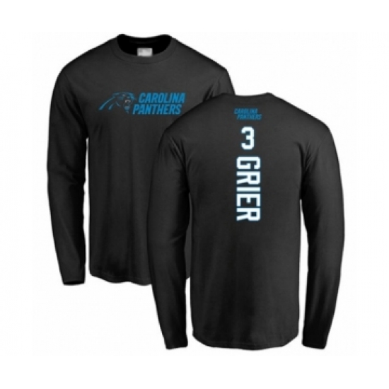 Football Carolina Panthers #3 Will Grier Black Backer Long Sleeve T-Shirt - Jersey