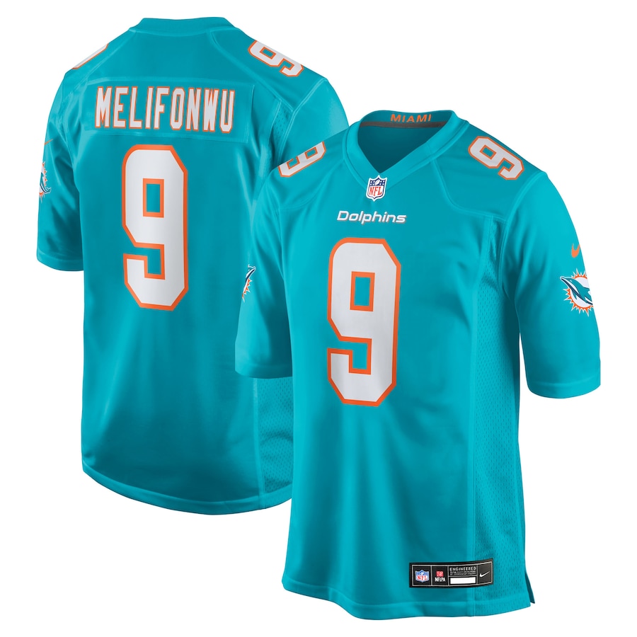 Men's Miami Dolphins Ifeatu Melifonwu Nike Aqua Team Game Jersey - Jersey