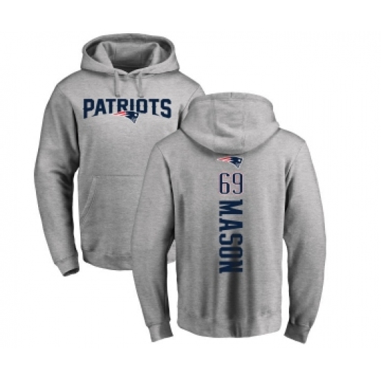 Football New England Patriots #69 Shaq Mason Ash Backer Pullover Hoodie - Jersey