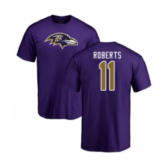 Football Baltimore Ravens #11 Seth Roberts Purple Name & Number Logo T-Shirt - Jersey