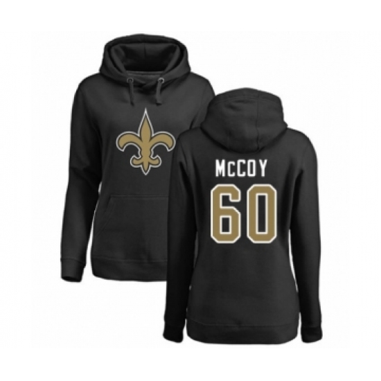 Football Women's New Orleans Saints #60 Erik McCoy Black Name & Number Logo Pullover Hoodie - Jersey