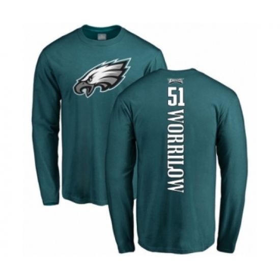 Philadelphia Eagles #51 Paul Worrilow Green Backer Long Sleeve T-Shirt - Jersey