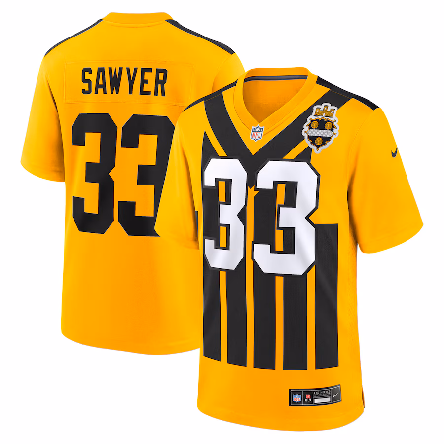 Men's Pittsburgh Steelers Jack Sawyer Nike Gold Alternate Game Jersey - Jersey
