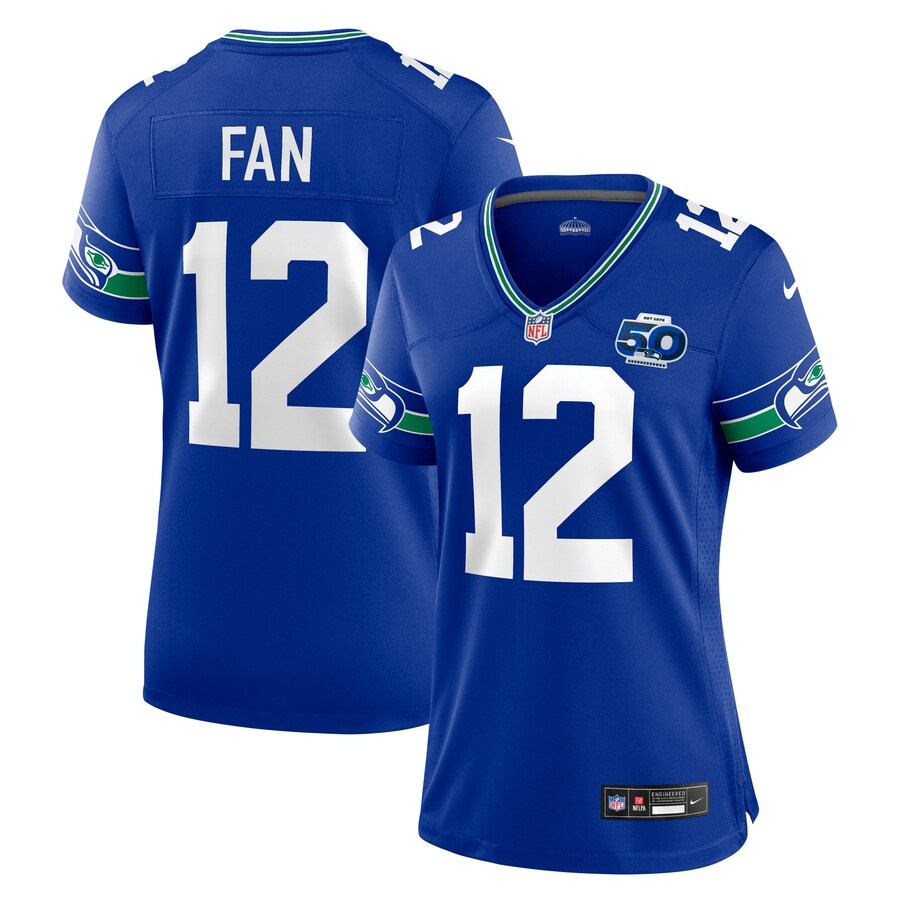 Women's Seattle Seahawks 12 Fan Nike Royal Alternate 2 50th Season Game Jersey - Jersey