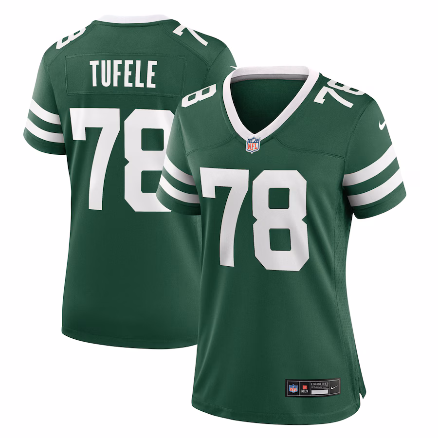 Women's New York Jets Jay Tufele Nike Legacy Green Team Game Jersey - Jersey