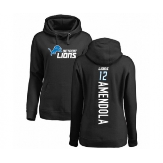 Football Women's Detroit Lions #12 Danny Amendola Black Backer Pullover Hoodie - Jersey
