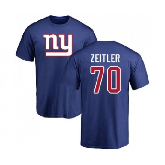 Football New York Giants #70 Kevin Zeitler Royal Blue Name & Number Logo T-Shirt - Jersey