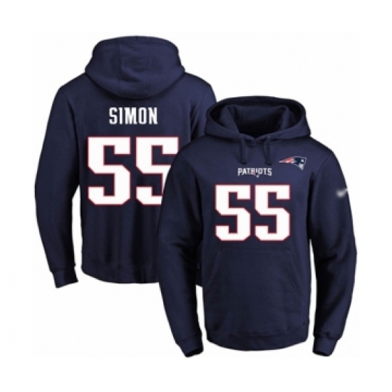 Football Men's New England Patriots #55 John Simon Navy Blue Name & Number Pullover Hoodie - Jersey