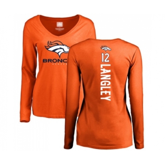 Football Women's Denver Broncos #12 Brendan Langley Orange Backer Long Sleeve T-Shirt - Jersey