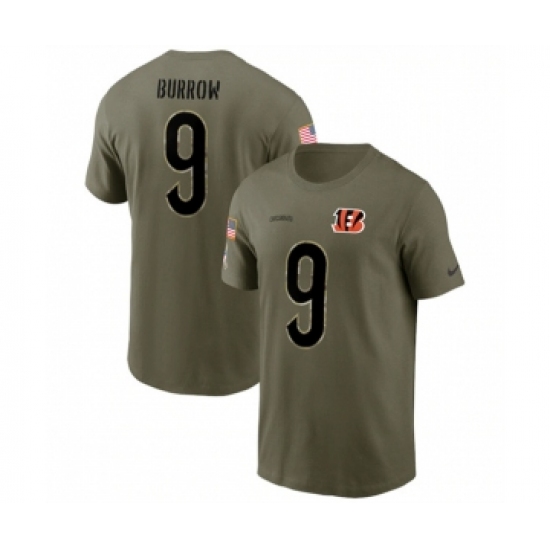 Men's Cincinnati Bengals #9 Joe Burrow 2022 Olive Salute to Service T-Shirt - Jersey