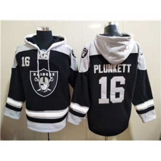 Men's Las Vegas Raiders #16 Jim Plunkett Ageless Must-Have Lace-Up Pullover Football Hoodie - Jersey