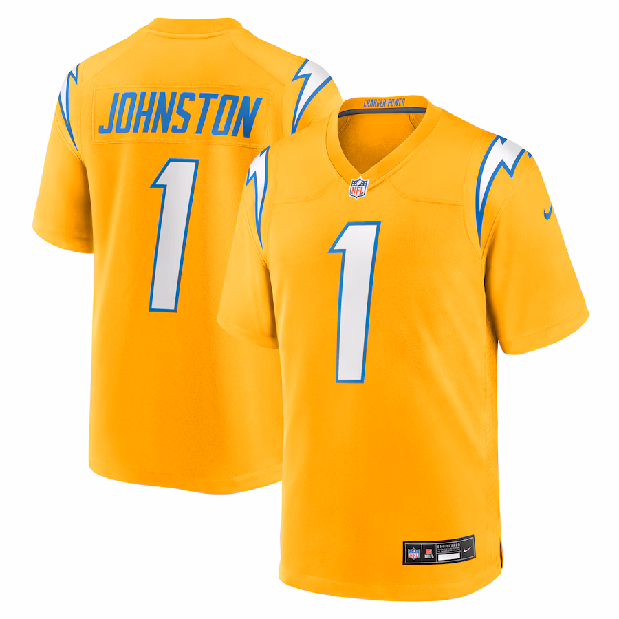 Men's Los Angeles Chargers Quentin Johnston Nike Gold Alternate Charger Power Game Player Jersey - Jersey