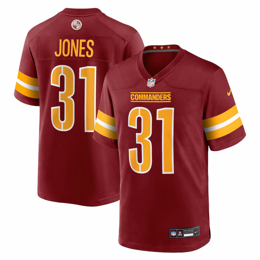 Men's Washington Commanders Jonathan Jones Nike Burgundy Team Game Jersey - Jersey