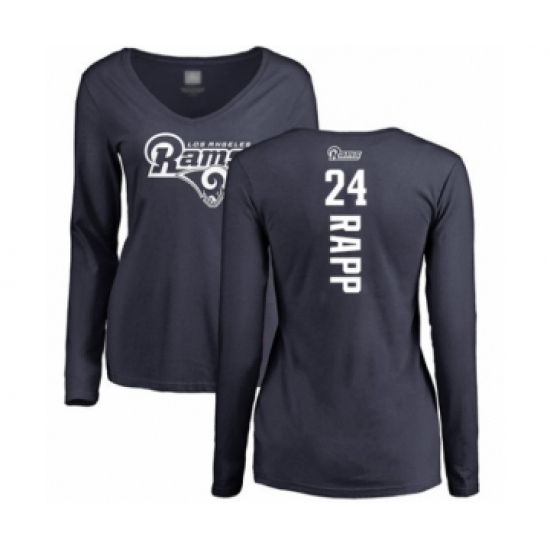 Football Women's Los Angeles Rams #24 Taylor Rapp Navy Blue Backer Slim Fit Long Sleeve T-Shirt - Jersey