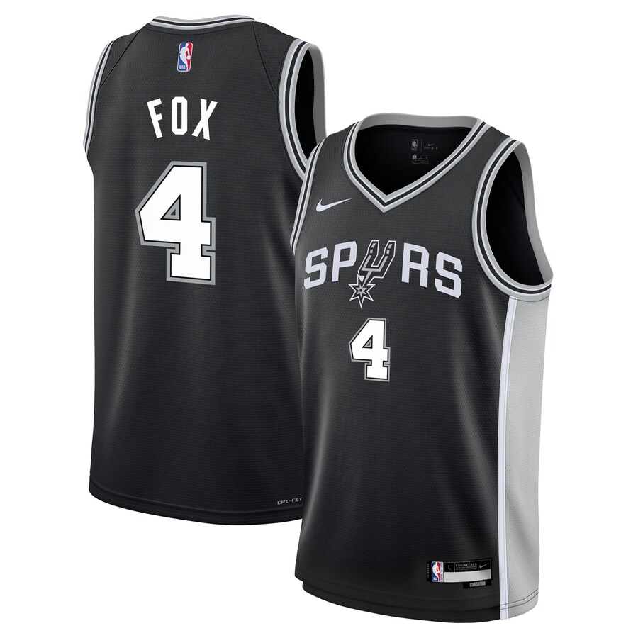 Youth San Antonio Spurs De'Aaron Fox Nike Black Swingman Jersey - Icon Edition - Jersey