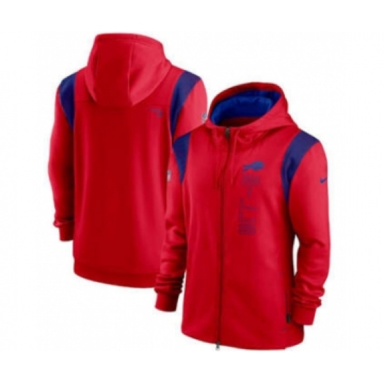 Men's Buffalo Bills 2021 Red Sideline Team Performance Full-Zip Hoodie - Jersey