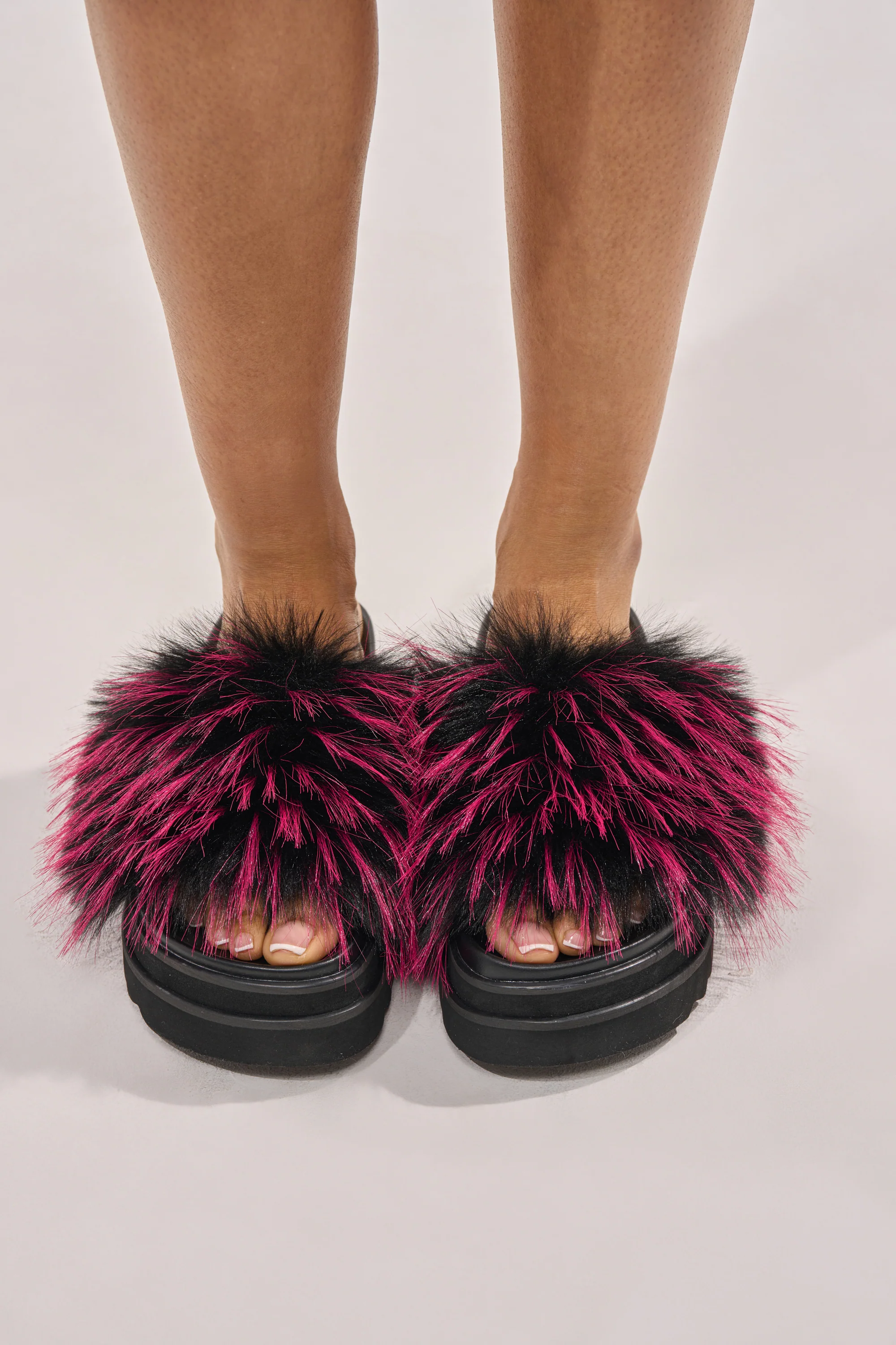 AKIRA MIRAY PINK MULTI FUR SLIDE - Akira Wear