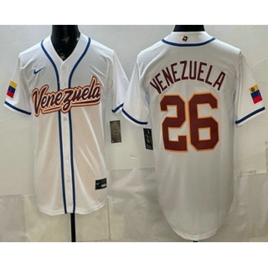 Men's Venezuela #26 Venezuela White 2026 World Baseball Classic Cool Base Jersey - Jersey