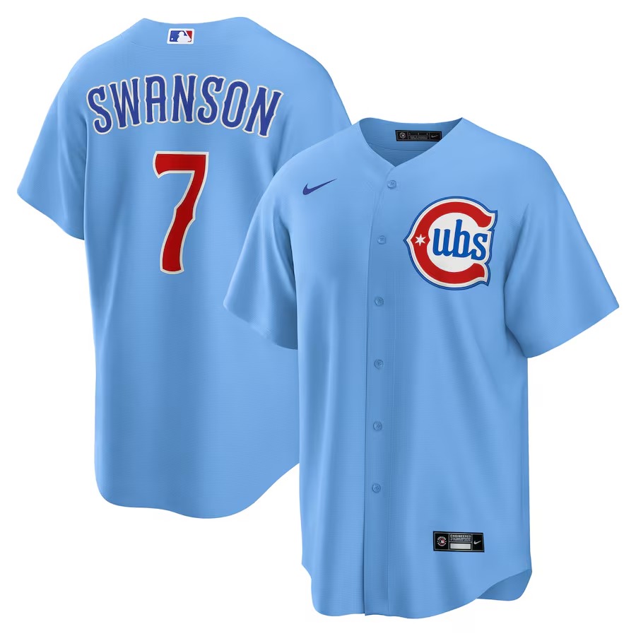 Men's Chicago Cubs Dansby Swanson Nike Blue 2nd Alternate Replica Player Jersey - Jersey