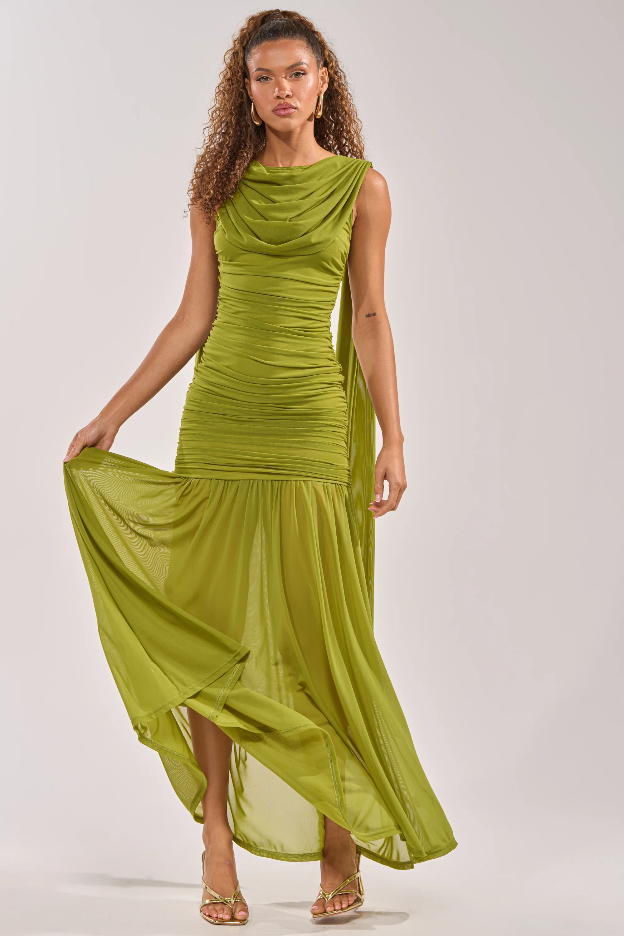 TRENDSETTER ENERGY LAYERED MAXI DRESS IN GREEN - Akira Wear