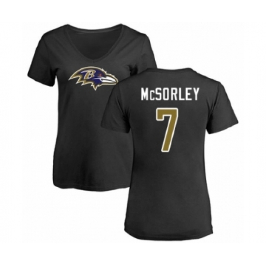 Football Women's Baltimore Ravens #7 Trace McSorley Black Name & Number Logo T-Shirt - Jersey
