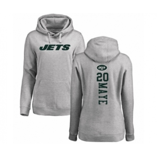 Football Women's New York Jets #20 Marcus Maye Ash Backer Pullover Hoodie - Jersey