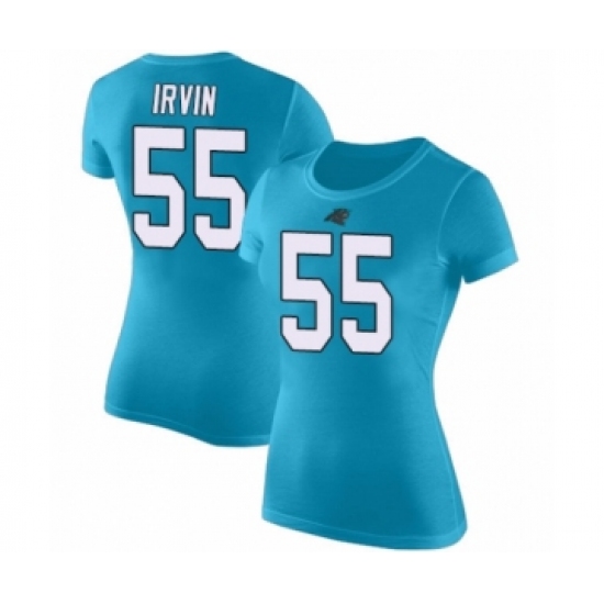 Football Women's Carolina Panthers #55 Bruce Irvin Blue Rush Pride Name & Number T-Shirt - Jersey