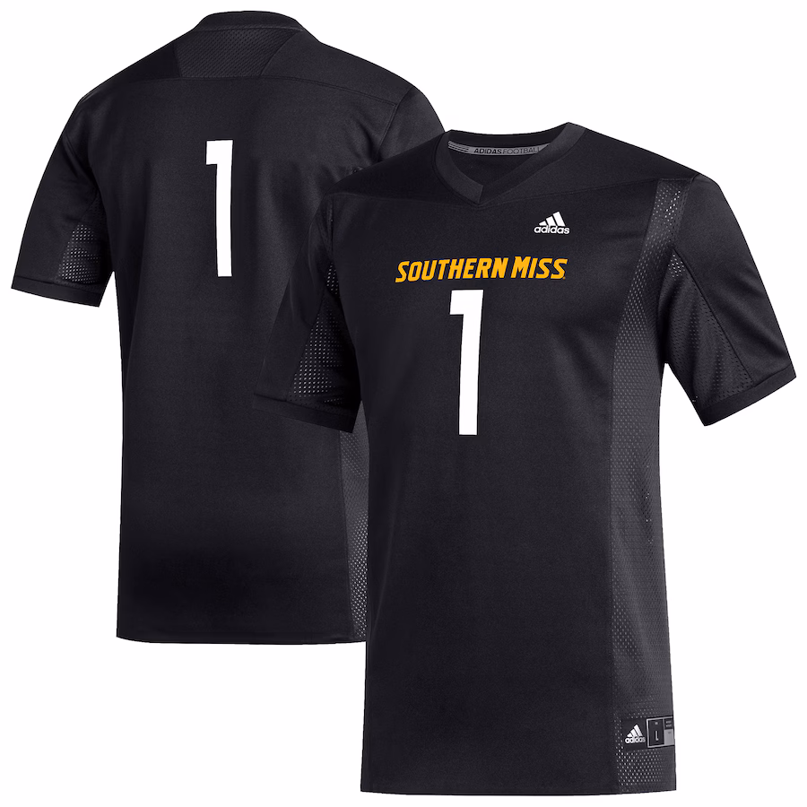 Men's adidas #1 Black Southern Miss Golden Eagles Replica Football Jersey - Jersey