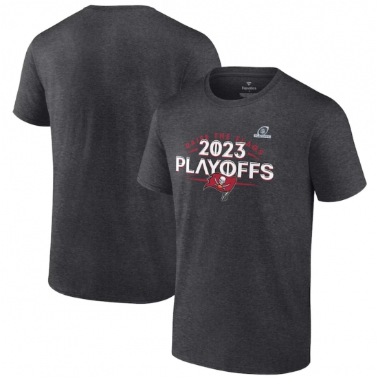 Men's Tampa Bay Buccaneers Heather Charcoal 2023 Playoffs T-Shirt - Jersey