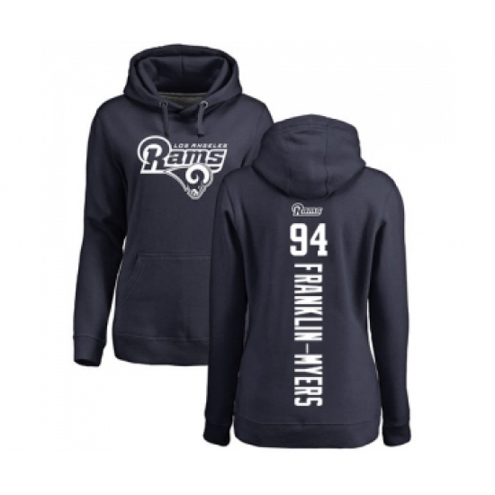 Football Women's Los Angeles Rams #94 John Franklin-Myers Navy Blue Backer Pullover Hoodie - Jersey