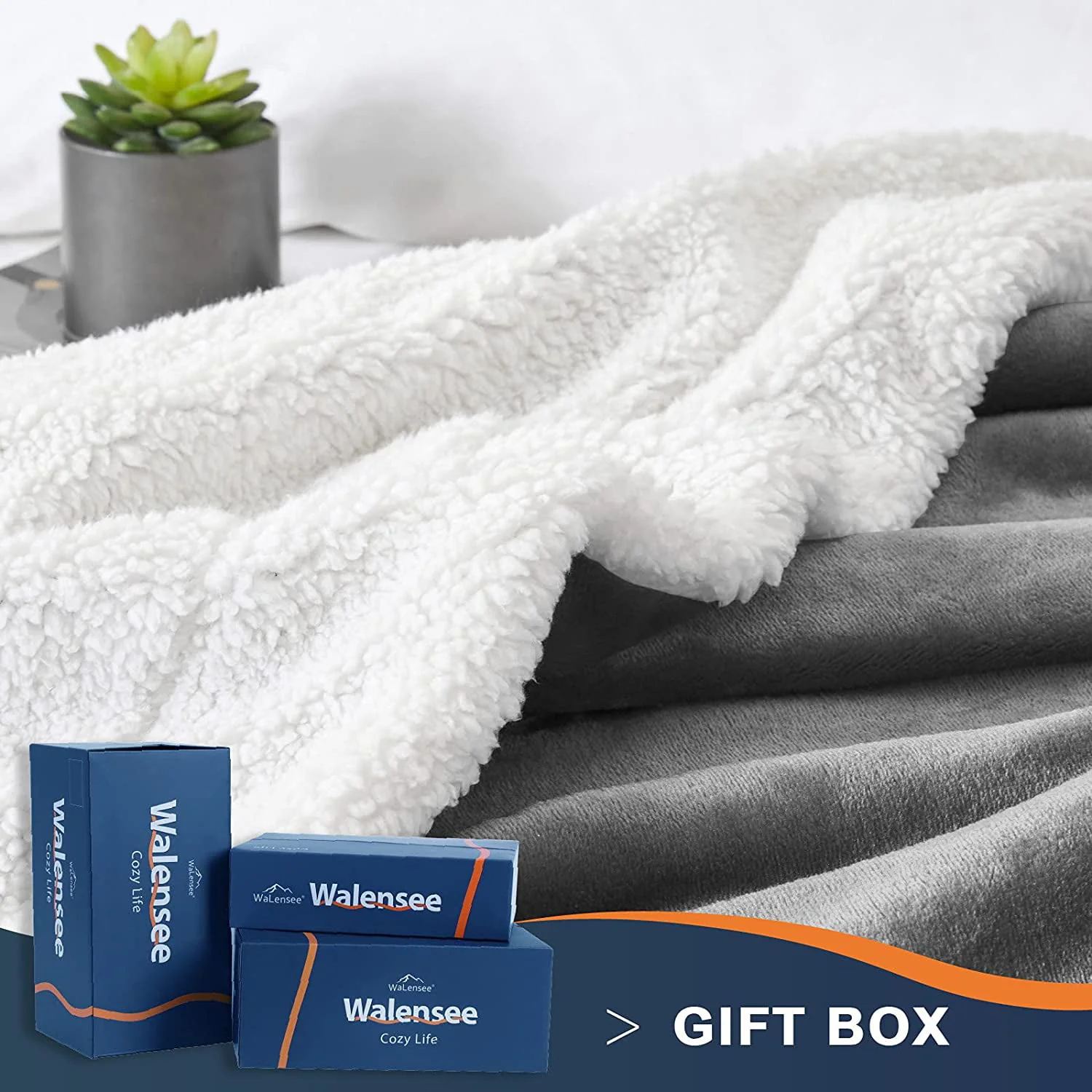 Walensee Sherpa Fleece Bed Blanket, Fluffy, Soft, Plush, Throw 50
