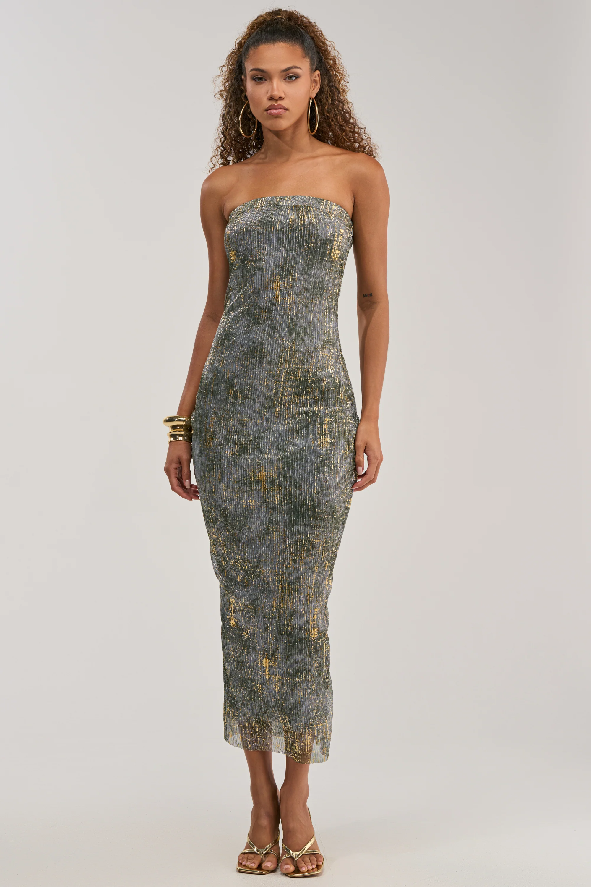 CHAMPAGNE GLOW STRAPLESS MAXI DRESS - Akira Wear