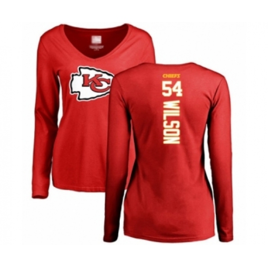 Football Women's Kansas City Chiefs #54 Damien Wilson Red Backer Slim Fit Long Sleeve T-Shirt - Jersey