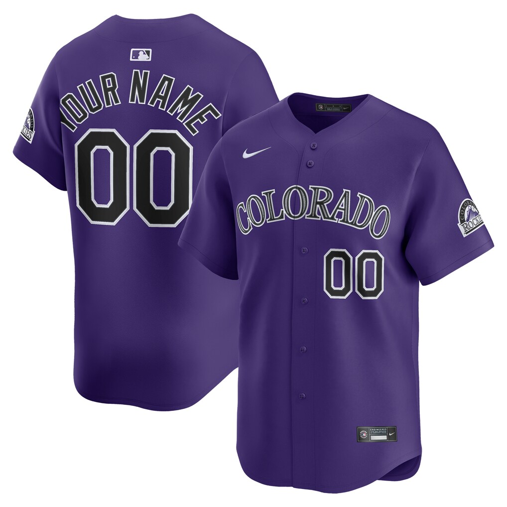 Men's Colorado Rockies Nike Purple Alternate Limited Custom Jersey - Jersey