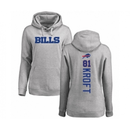 Football Women's Buffalo Bills #81 Tyler Kroft Ash Backer Pullover Hoodie - Jersey