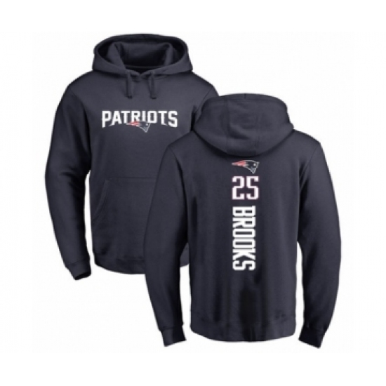 Football New England Patriots #25 Terrence Brooks Navy Blue Backer Pullover Hoodie - Jersey
