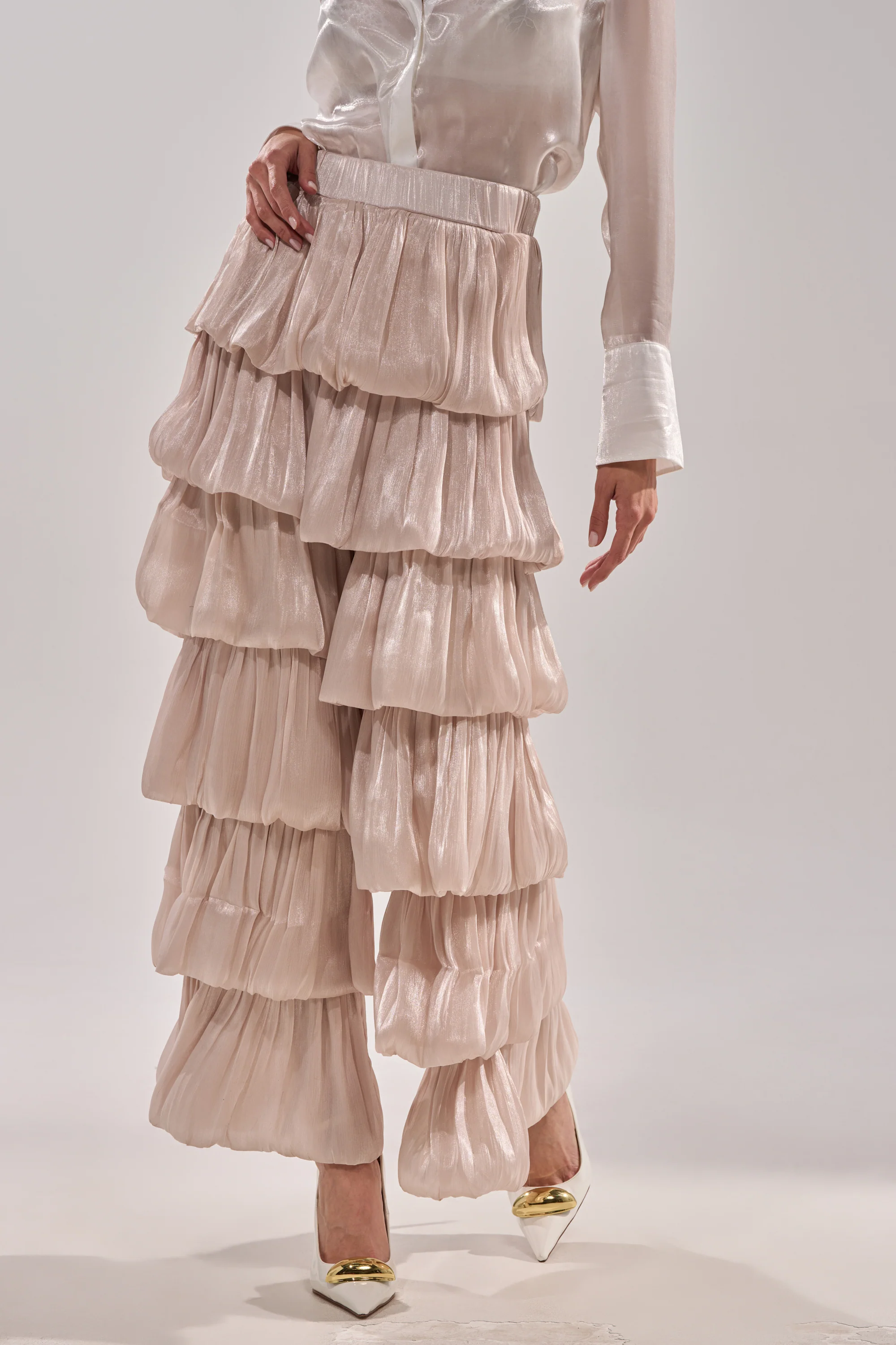 STAR OF THE NIGHT FLOUNCY PANT IN IVORY - Akira Wear