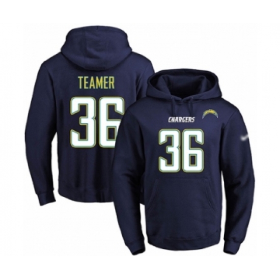 Football Men's Los Angeles Chargers #36 Roderic Teamer Navy Blue Name & Number Pullover Hoodie - Jersey