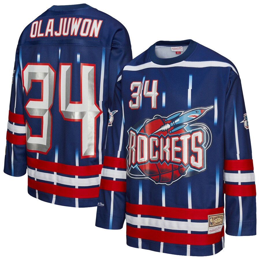 Unisex Houston Rockets Hakeem Olajuwon Mitchell & Ness Navy Maxxed Out Fashion Hockey Jersey - Jersey
