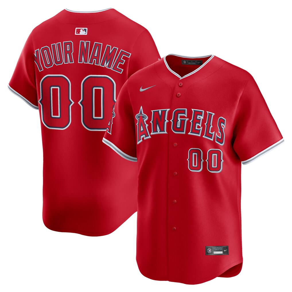 Men's Los Angeles Angels Nike Red Alternate Limited Custom Jersey - Jersey