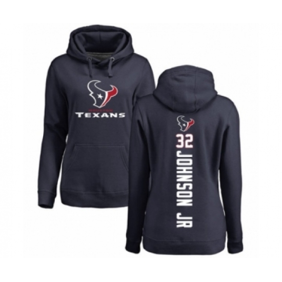 Football Women's Houston Texans #32 Lonnie Johnson Navy Blue Backer Pullover Hoodie - Jersey