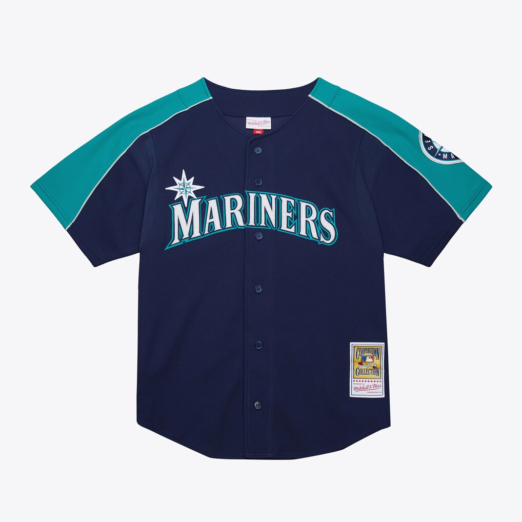 Men's Seattle Mariners Ichiro Suzuki Mitchell & Ness Navy 2006 Cooperstown Mesh Batting Practice Button-Up Jersey - Jersey