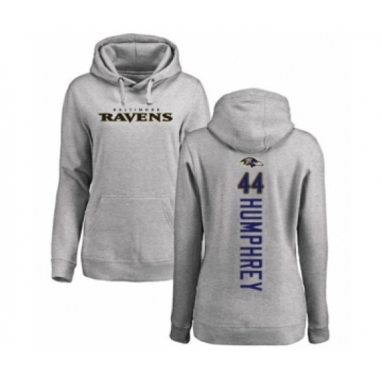 Football Women's Baltimore Ravens #44 Marlon Humphrey Ash Backer Pullover Hoodie - Jersey