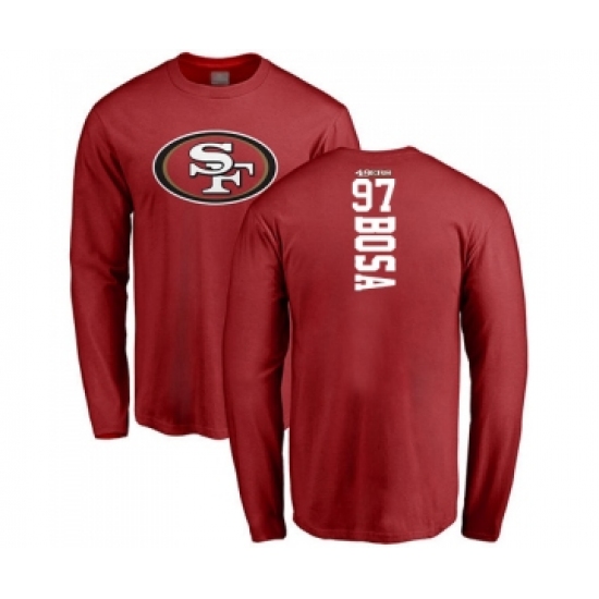 Football San Francisco 49ers #97 Nick Bosa Red Backer Long Sleeve T-Shirt - Jersey