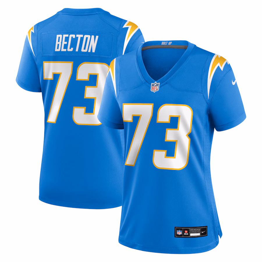 Women's Los Angeles Chargers Mekhi Becton Nike Powder Blue Team Game Jersey - Jersey