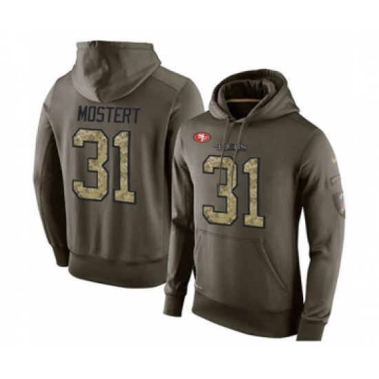 Football Men's San Francisco 49ers #31 Raheem Mostert Green Salute To Service Pullover Hoodie - Jersey