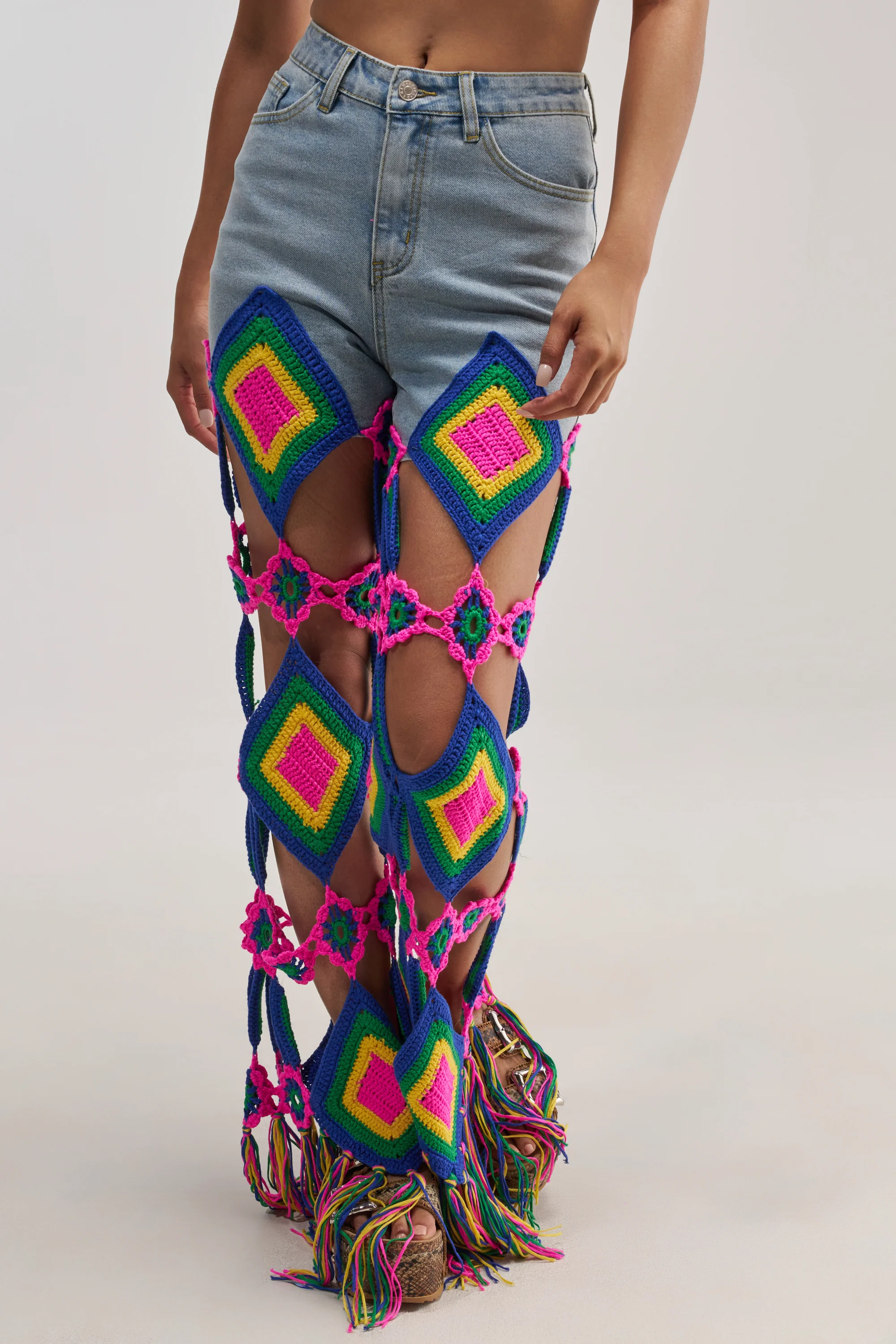 OUT OF OFFICE CROCHET DENIM JEANS - Akira Wear